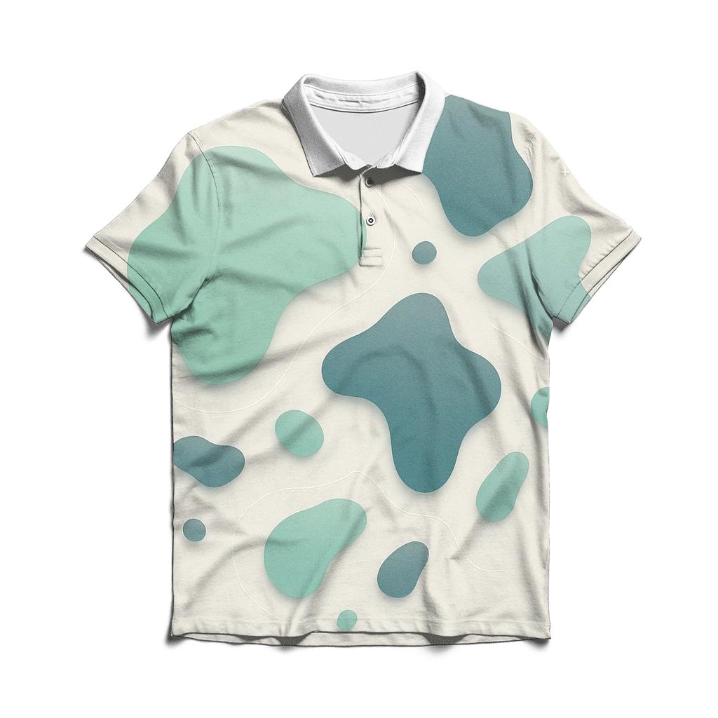 Floating Islands Minimal Map Lines embroidered polo tops