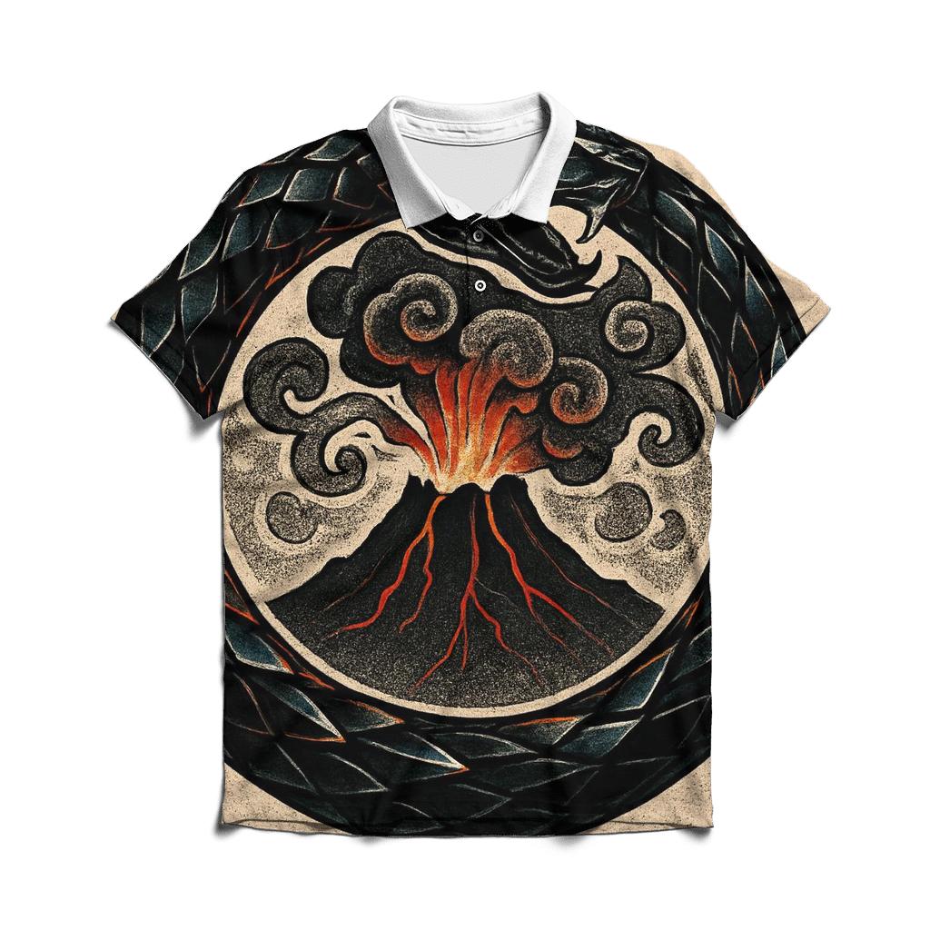 Volcanic Glass Ouroboros Crown embroidered polo tops