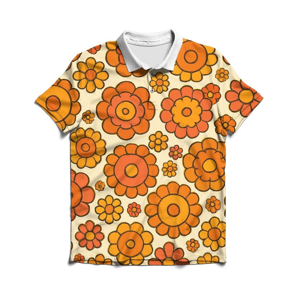 Psychedelic Flower Wheel Rosettes classic pique polos