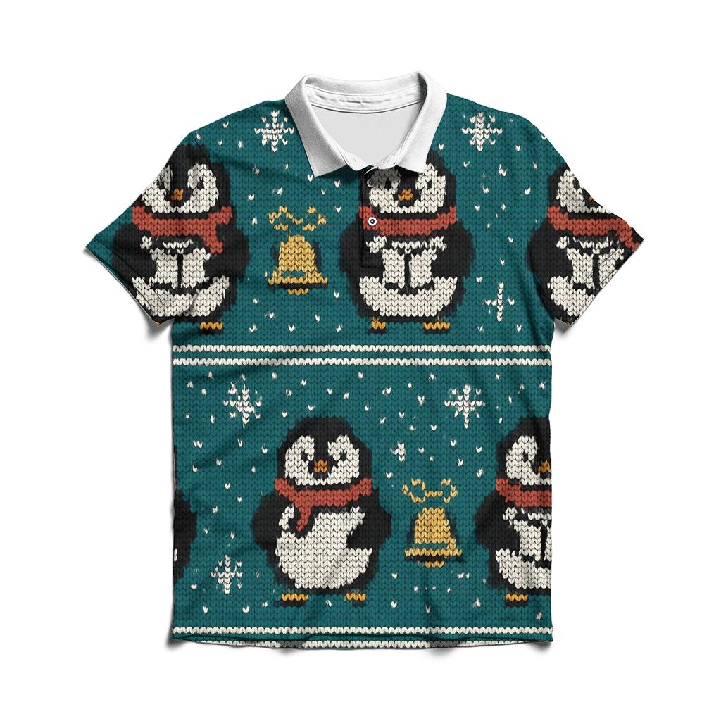 Penguin Caroler Star Map Design custom polo shirts