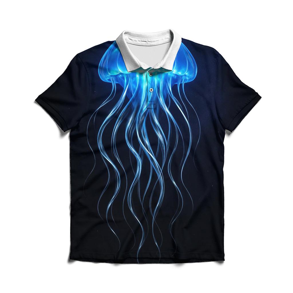 Chrome Jellyfish Night Glow custom polo shirts
