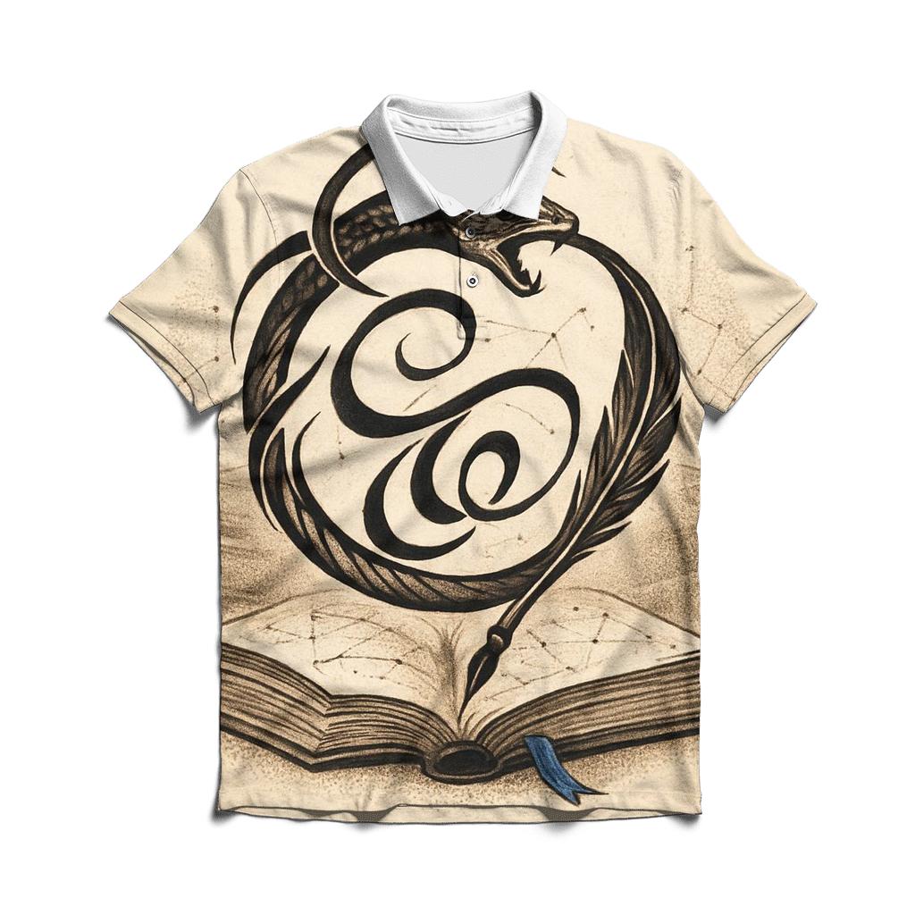 Library Spiral Ouroboros Ink casual sports polo shirts