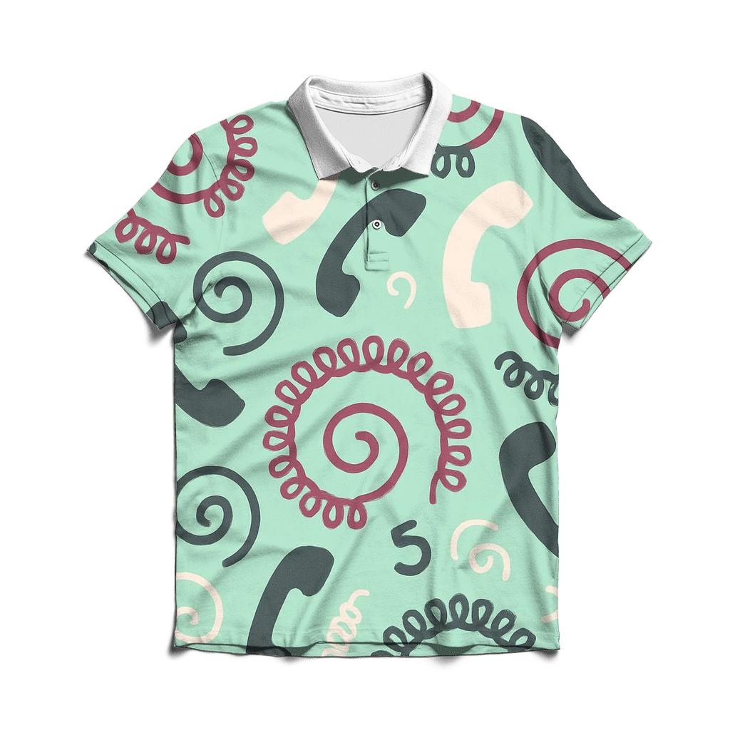 Retro Phone Cord Spirals classic pique polos