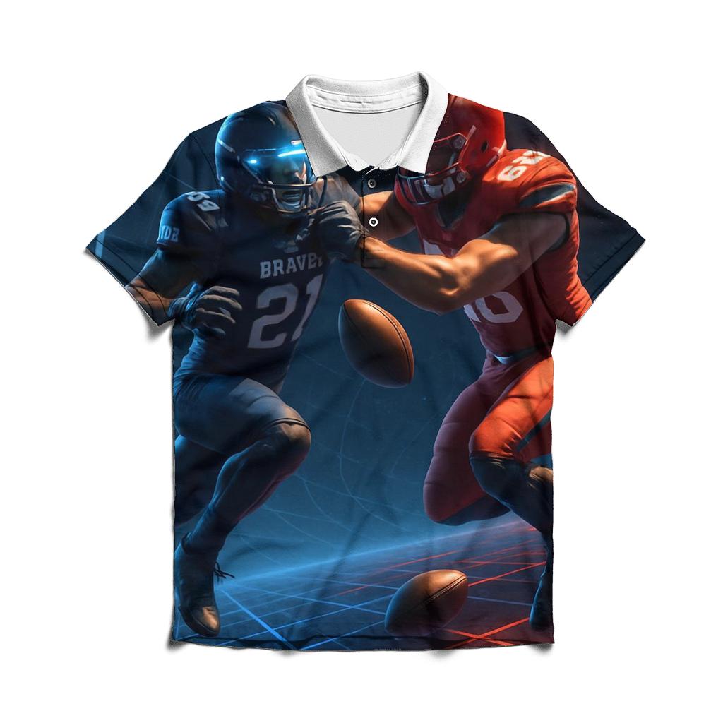 Hologram Yard Lines In Zero Gravity Arena premium cotton polo shirts