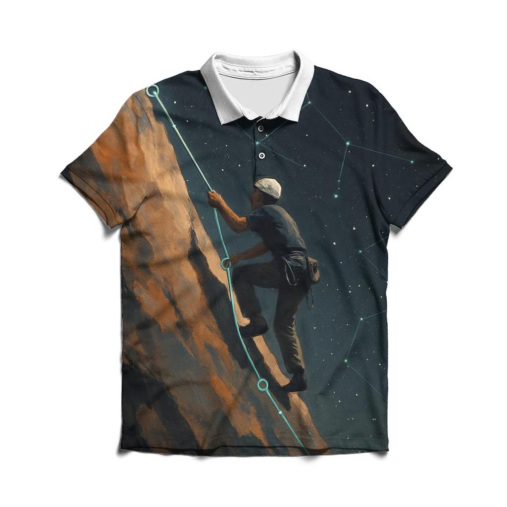 Starlit Mountain Climb embroidered polo tops
