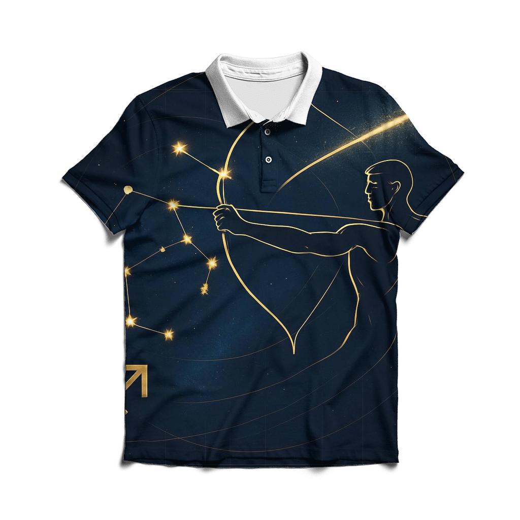 Sagittarius Archer Galactic Trajectory Map premium cotton polo shirts