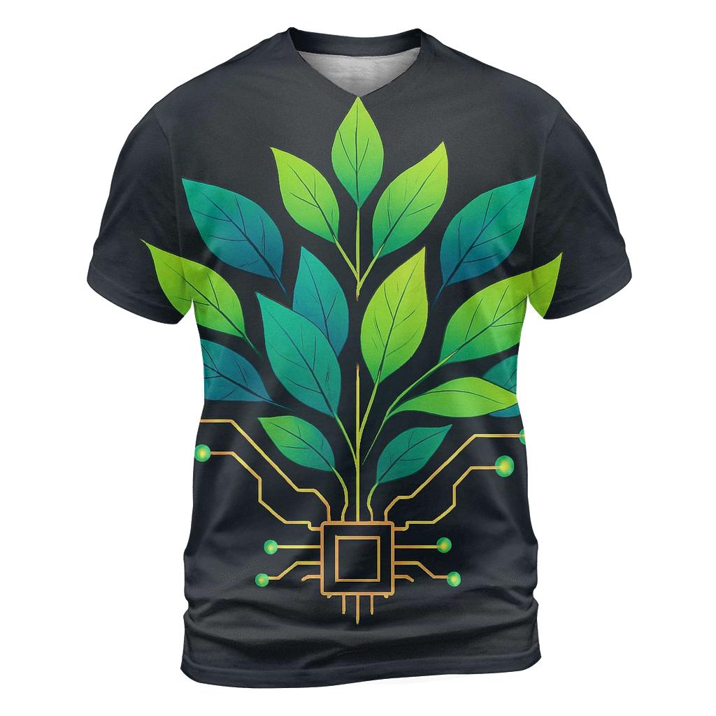 Neon Botanical Circuit Garden creative print fashion shirts