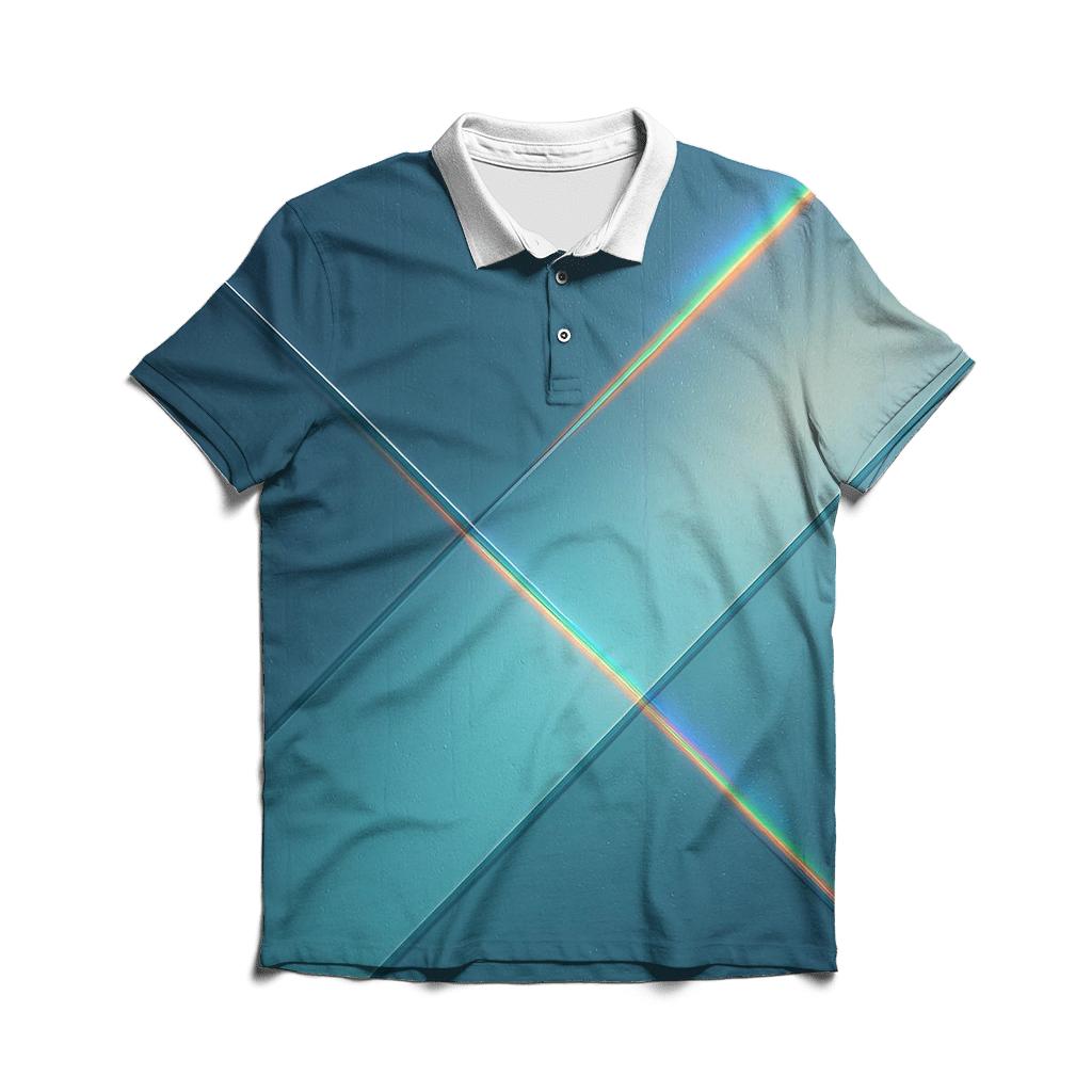 Prismatic Rain Drift Gradient embroidered polo tops