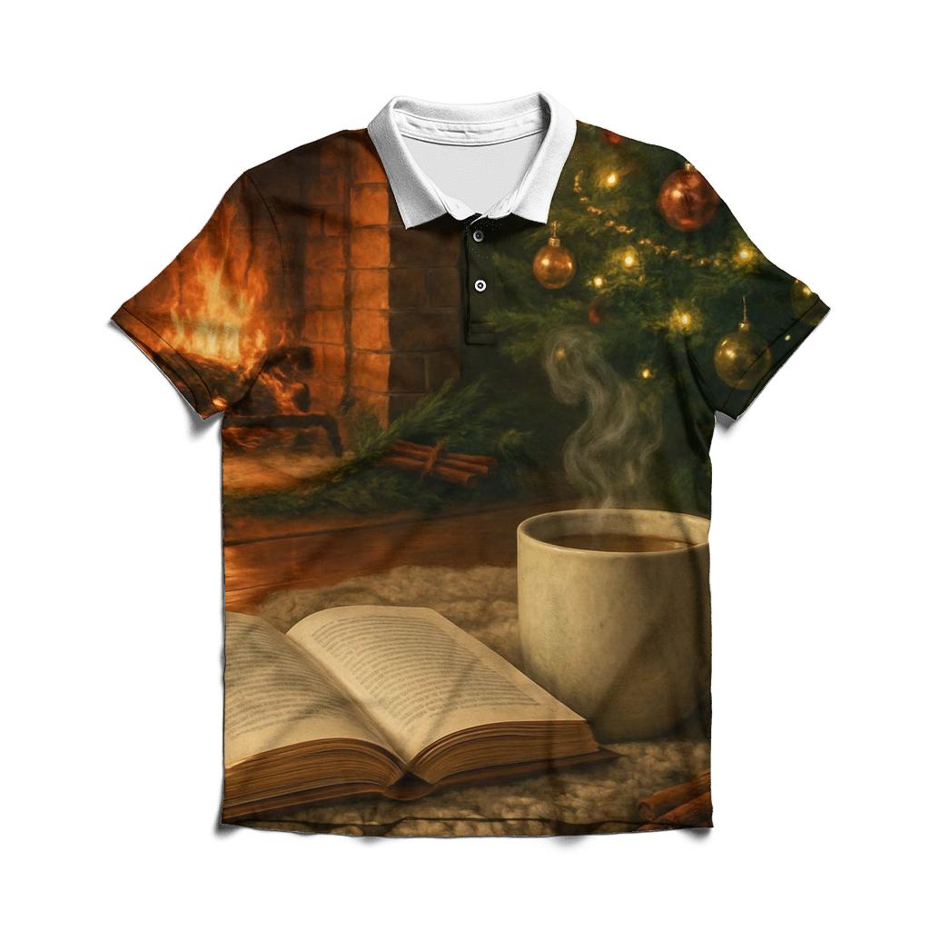 Fireside Reading Under Tree Glow custom polo shirts
