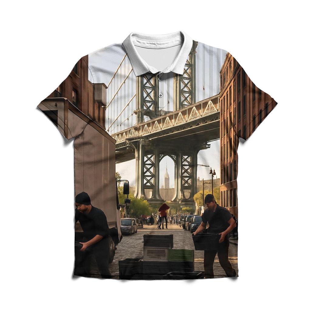 Morning Market Unloading Under The Manhattan Bridge In DUMBO custom polo shirts
