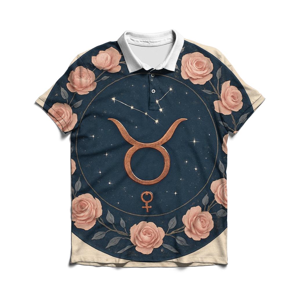 Taurus Venus Rose Star Seal premium cotton polo shirts