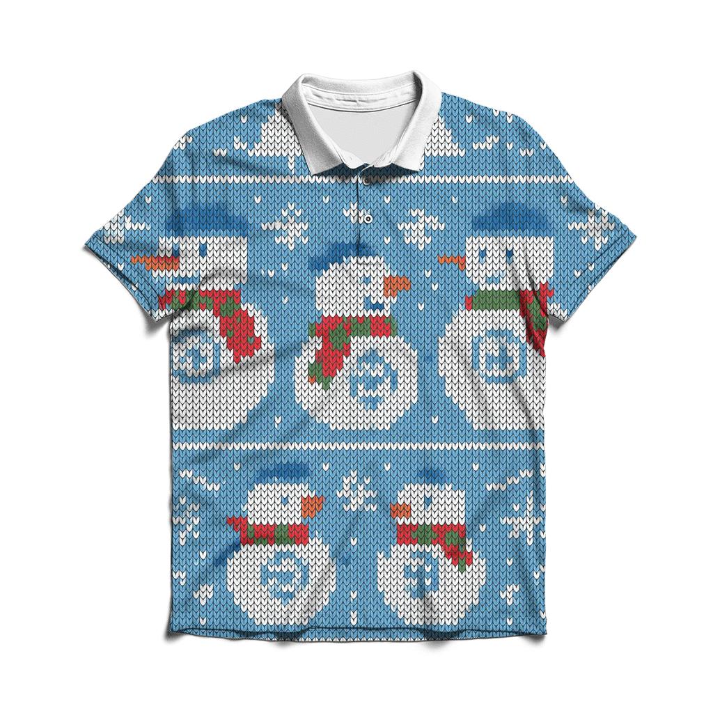 Snowman Sweater Weather Compass Design branded logo polo shirts