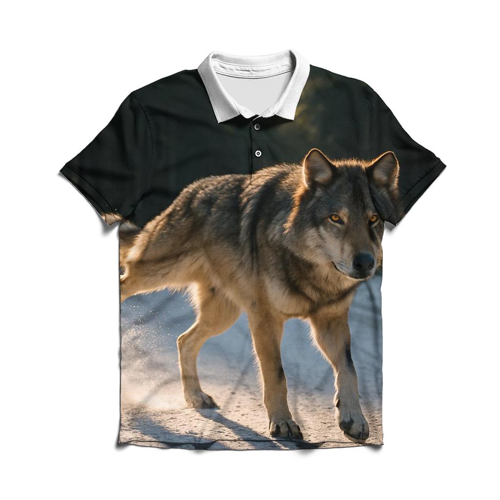 Forest Road Scent Marking With Snow Dust custom polo shirts