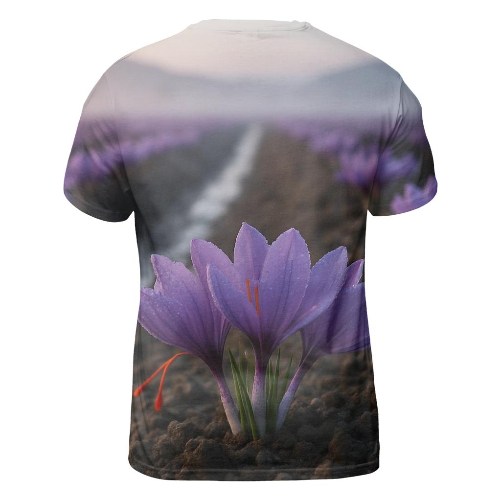 Saffron Crocus Harvest Rows At Dawn unique graphic print tees