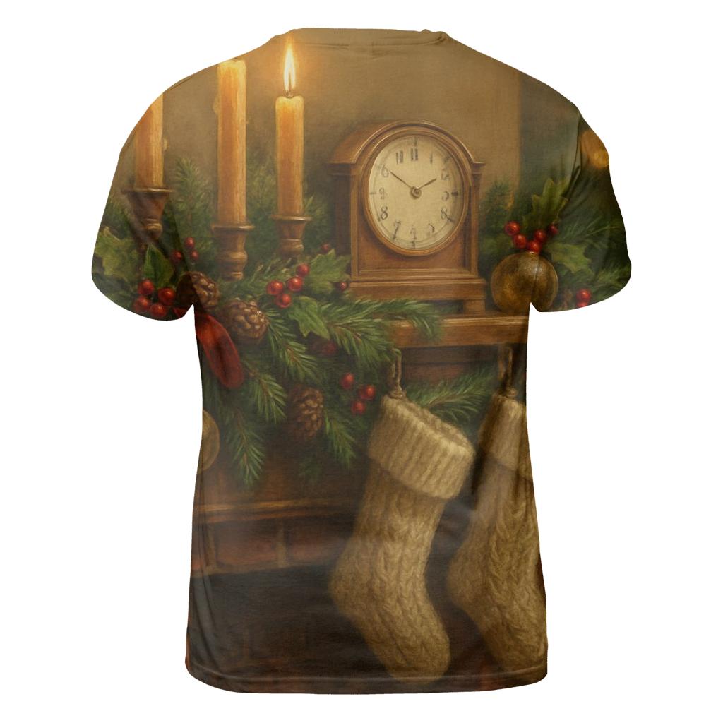 Candlelit Evergreen Mantel Memories trendy printed shirt styles