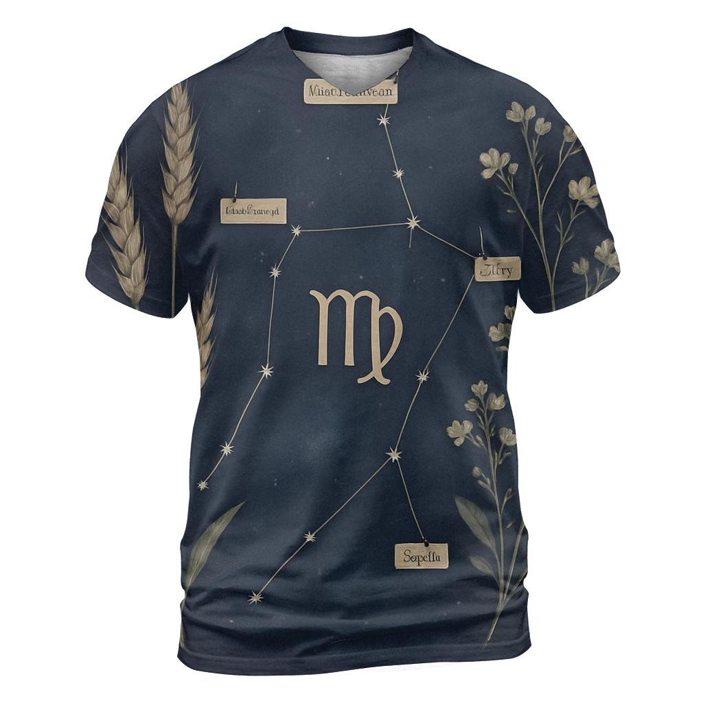 Virgo Wheat Constellation Herbarium creative print fashion shirts