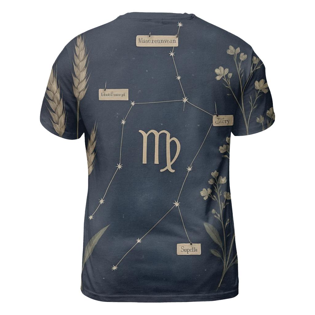 Virgo Wheat Constellation Herbarium creative print fashion shirts