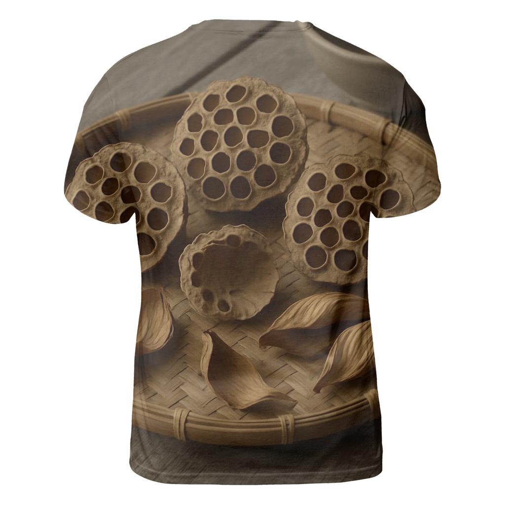 Lotus Seed Pods Drying On A Bamboo Tray creative print fashion shirts