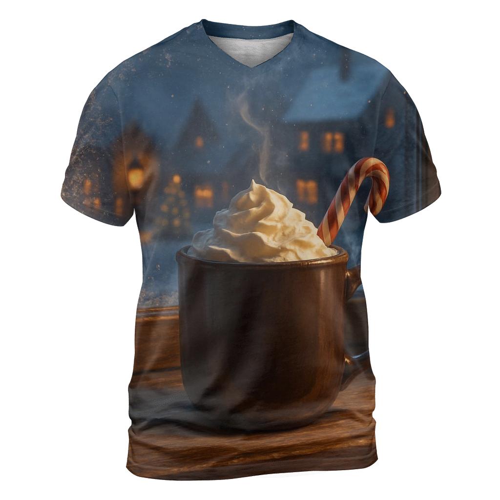 Snowy Village Window With Cocoa Steam artistic all-over print tops