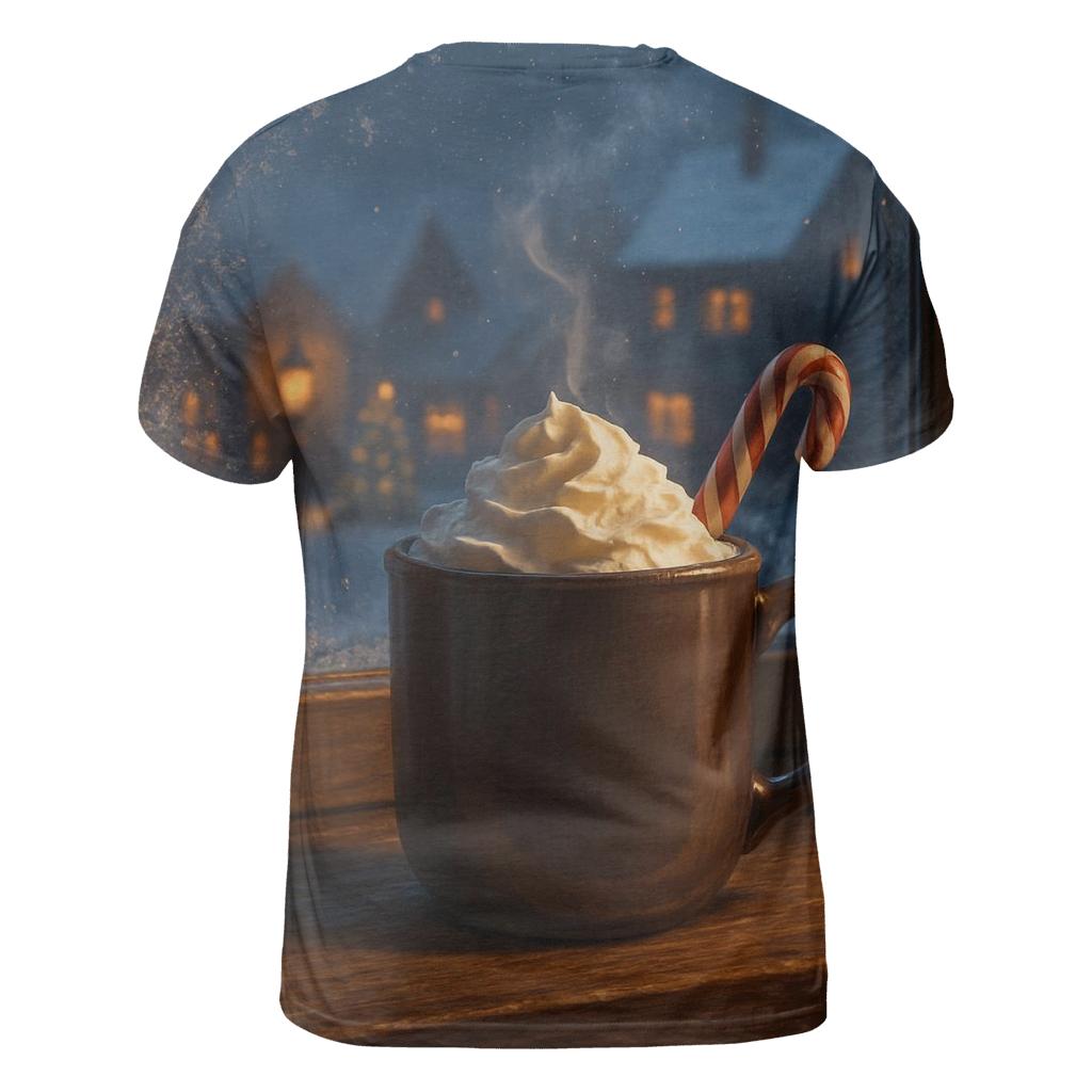 Snowy Village Window With Cocoa Steam artistic all-over print tops
