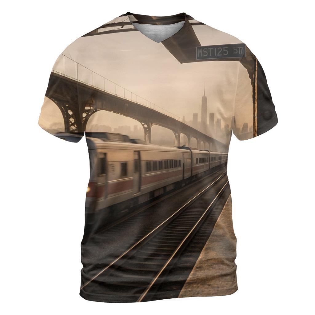 Harlem River Sunrise From A Metro North Overpass statement graphic shirts