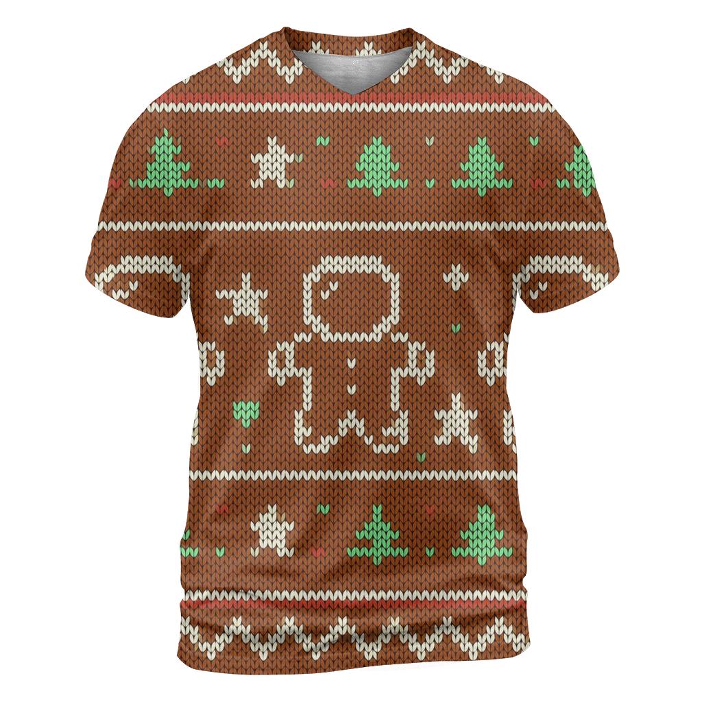 Gingerbread Astronaut Cookie Grid Design vibrant all-over design tees