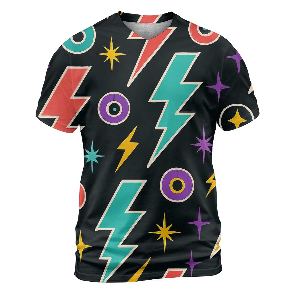 Roller Rink Lightning Pattern vibrant all-over design tees