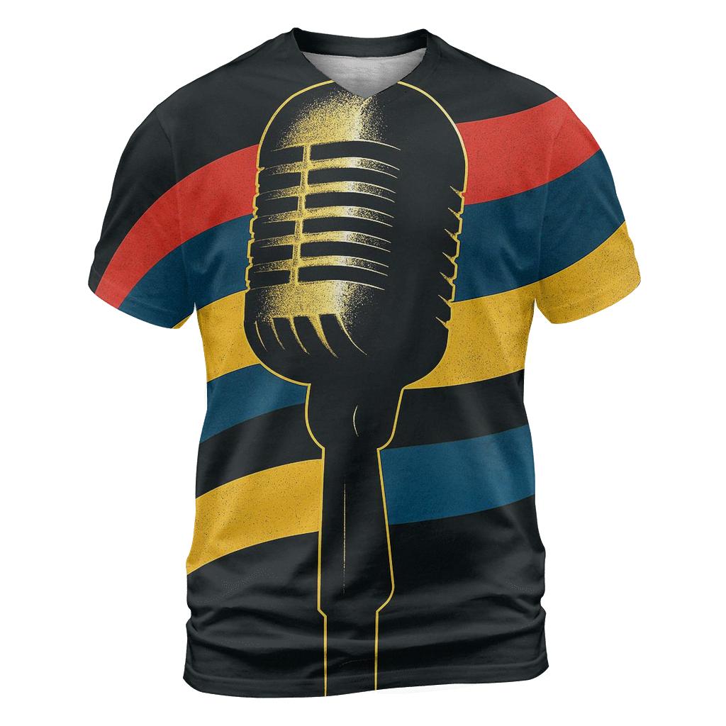 Metallic Foil Microphone Aurora custom all-over print shirts