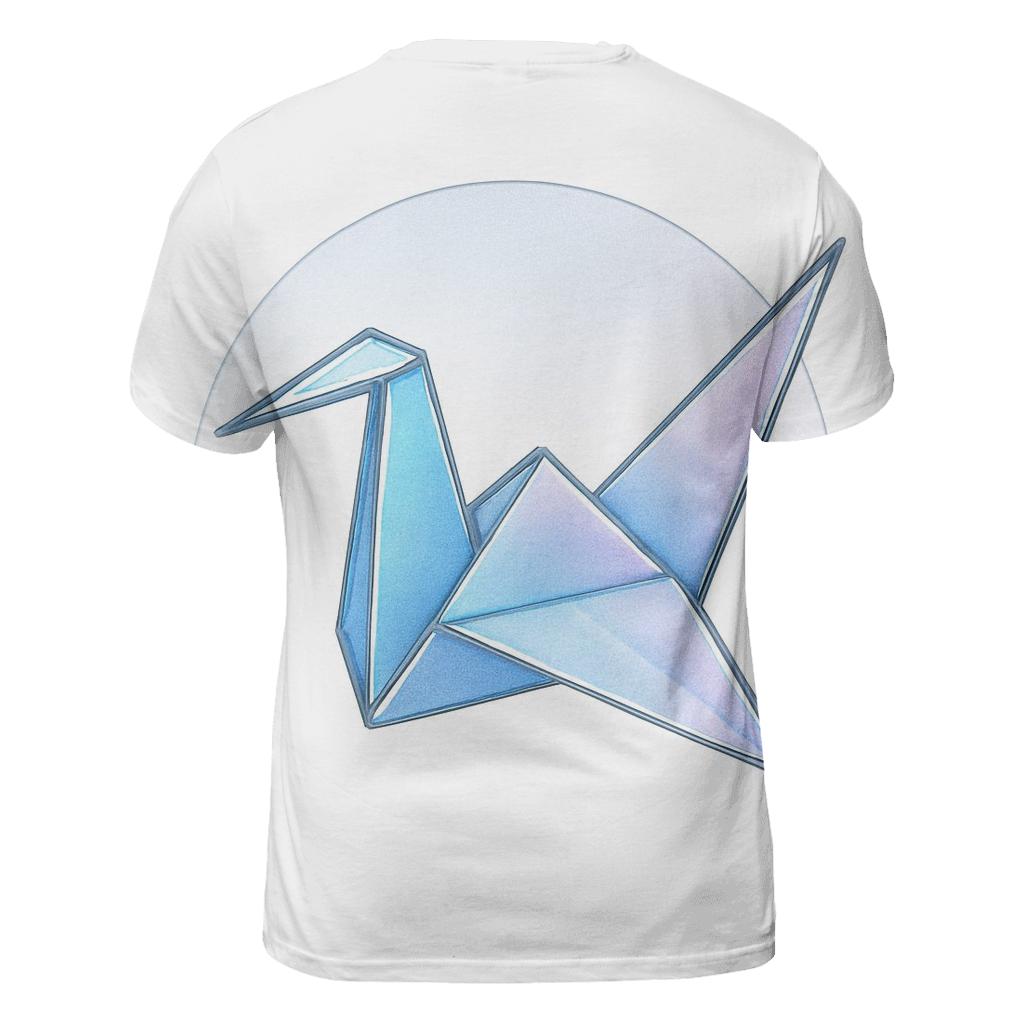 Origami Aurora Crane Emblem artistic all-over print tops