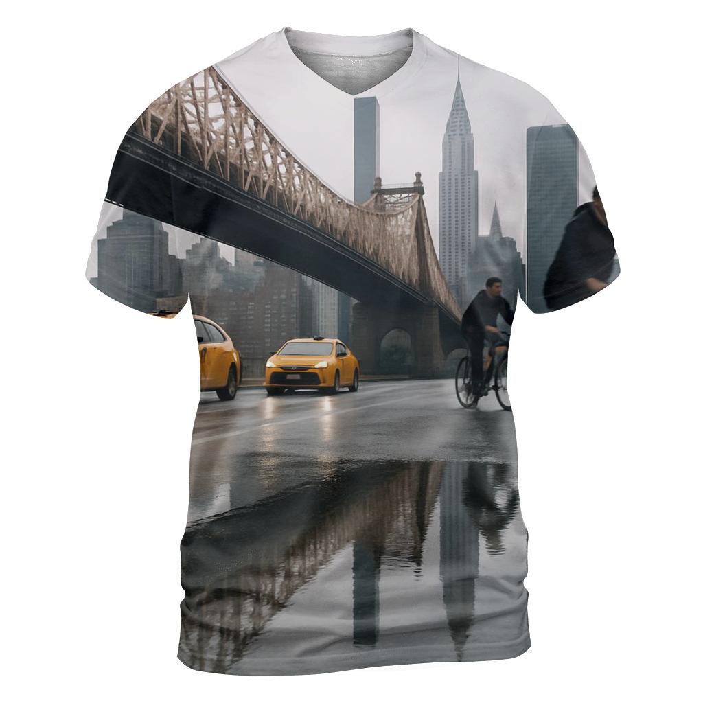 Rain Gloss Reflections On Queensboro Bridge Approach vibrant all-over design tees