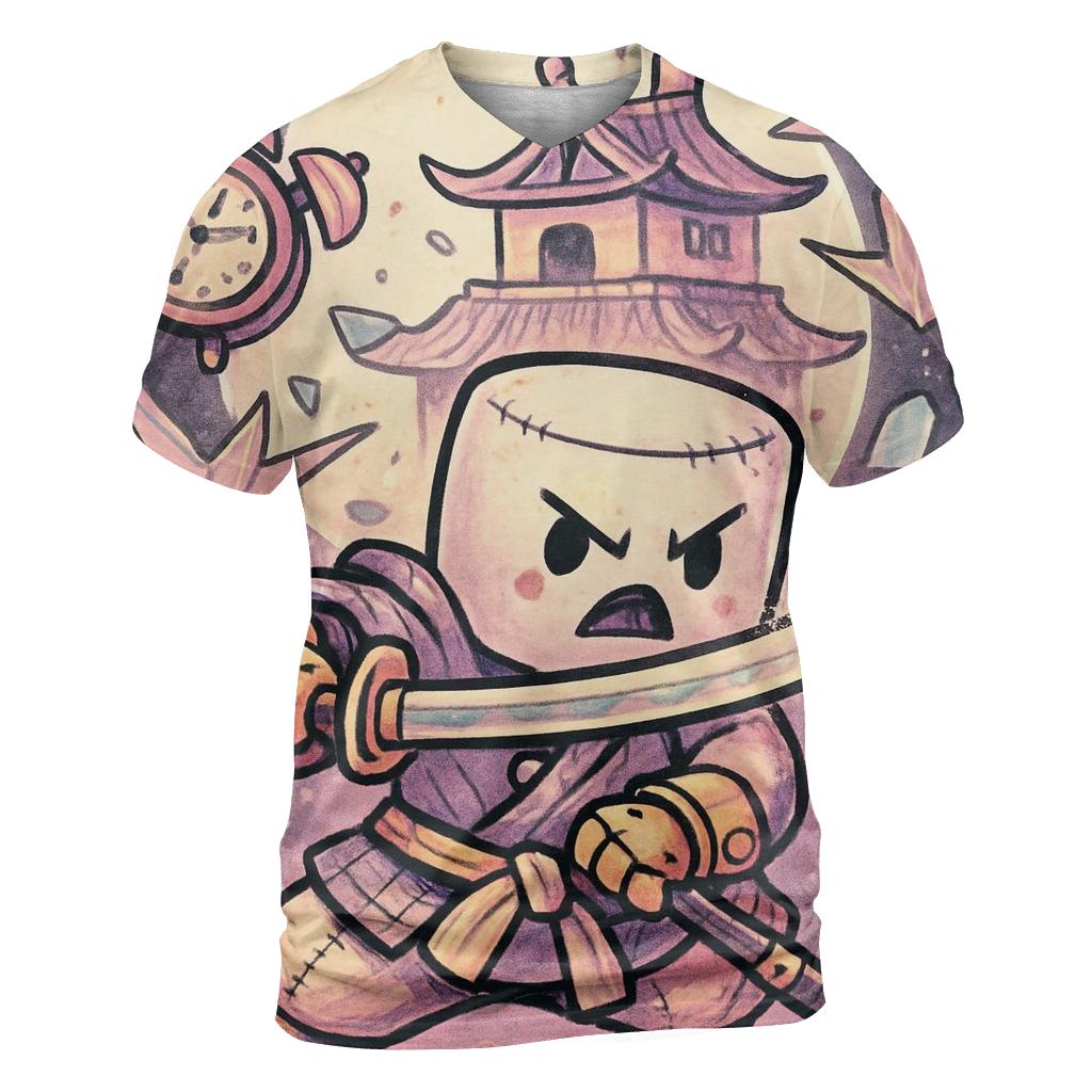 Clockwork Marshmallow Samurai creative print fashion shirts