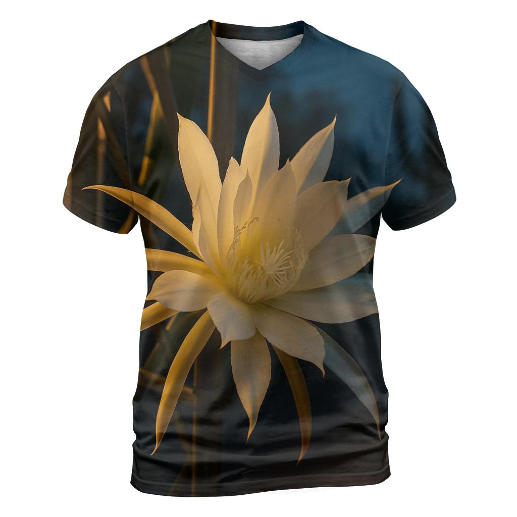 Night Blooming Cereus Opening Under Porch Light unique graphic print tees