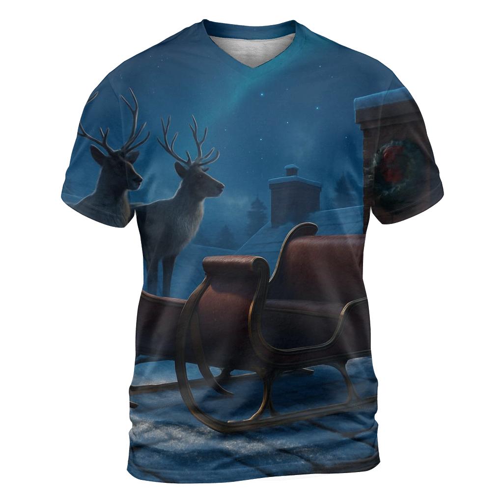 Midnight Sleigh On Rooftop Silence designer pattern shirts
