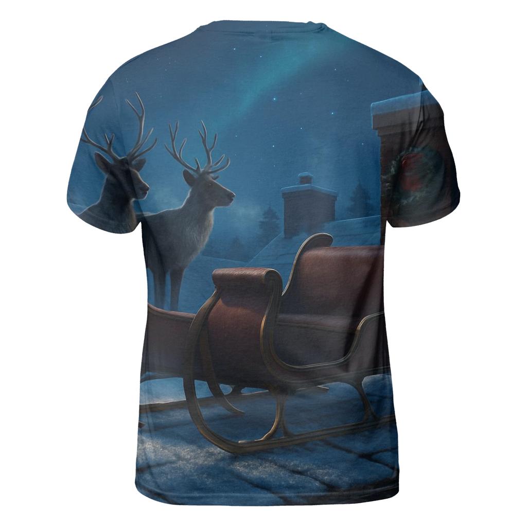 Midnight Sleigh On Rooftop Silence designer pattern shirts