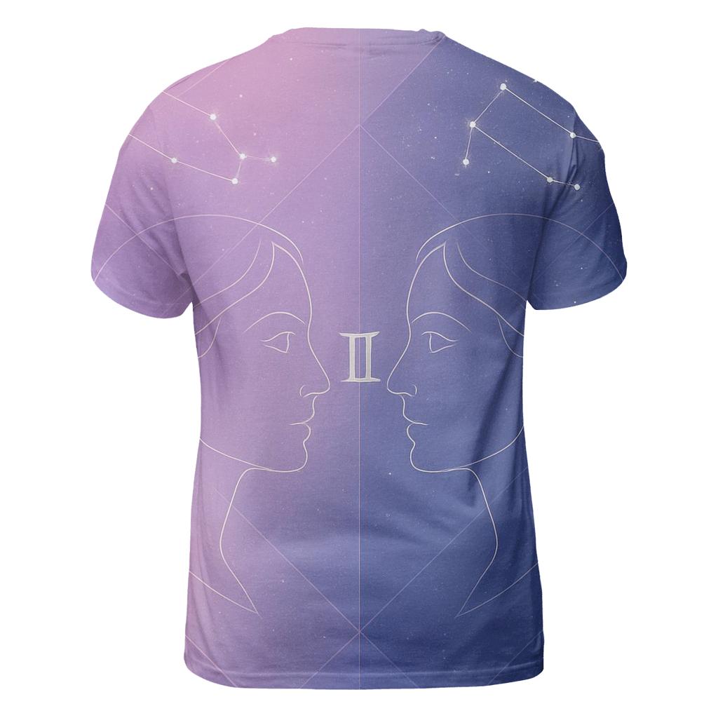 Gemini Twins Mirror Constellation Portrait designer pattern shirts