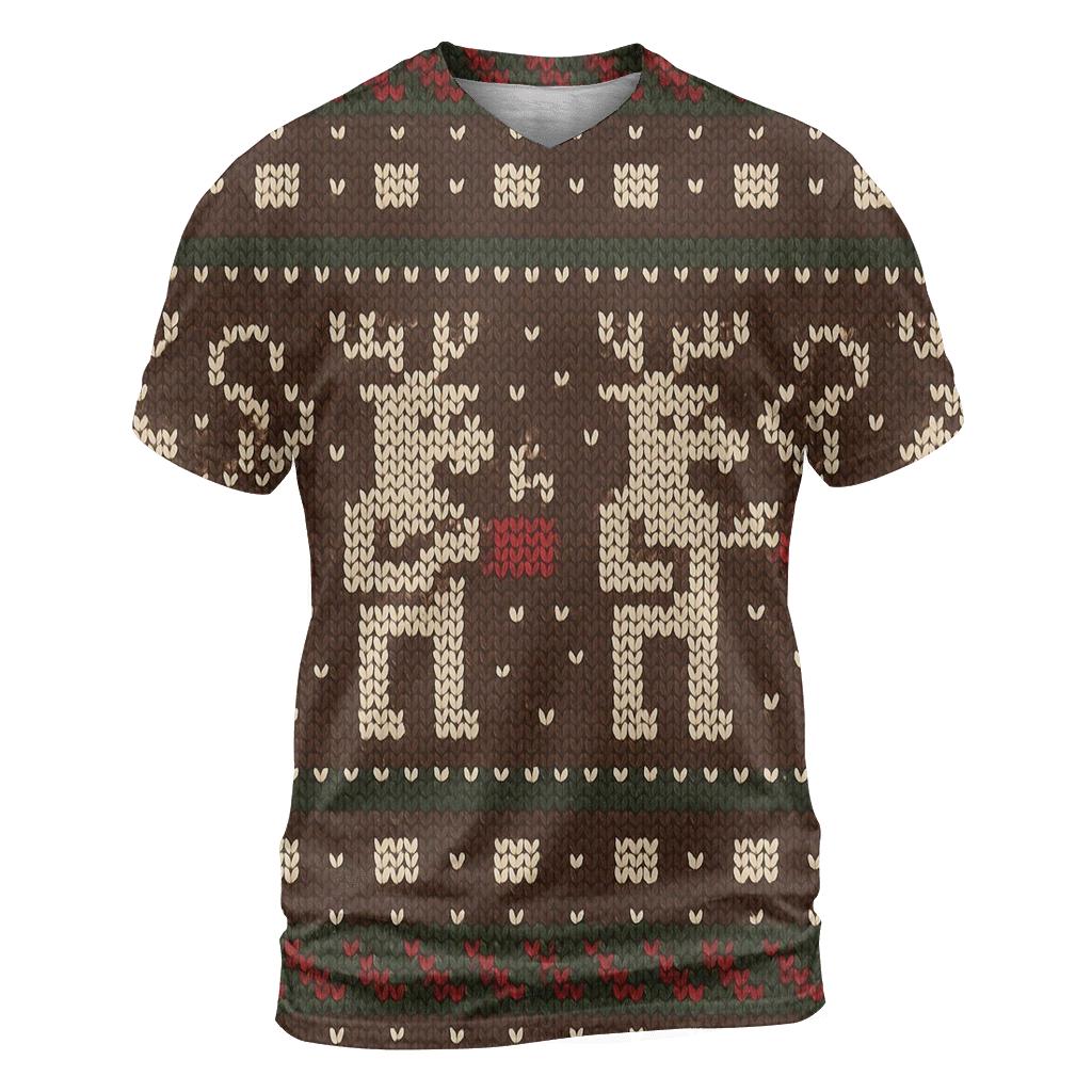 Reindeer Hot Cocoa Sweater Stripe Design statement graphic shirts