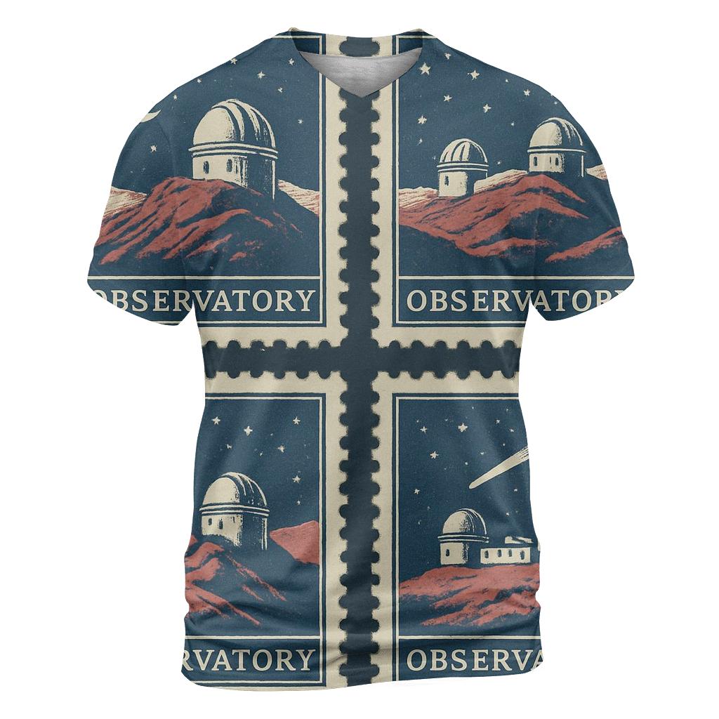 Retro Observatory Travel Stamp Set creative print fashion shirts