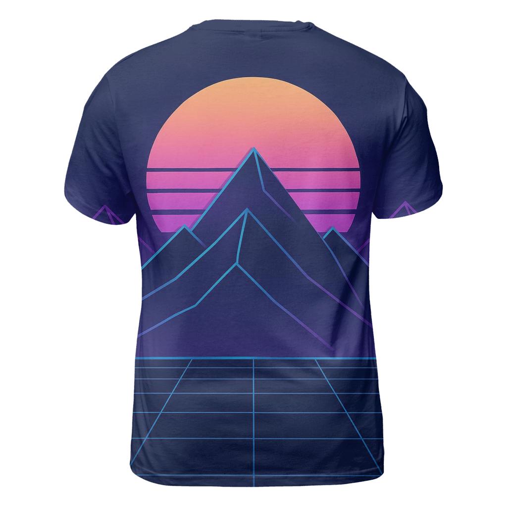 Synthwave Mountain Outline artistic all-over print tops