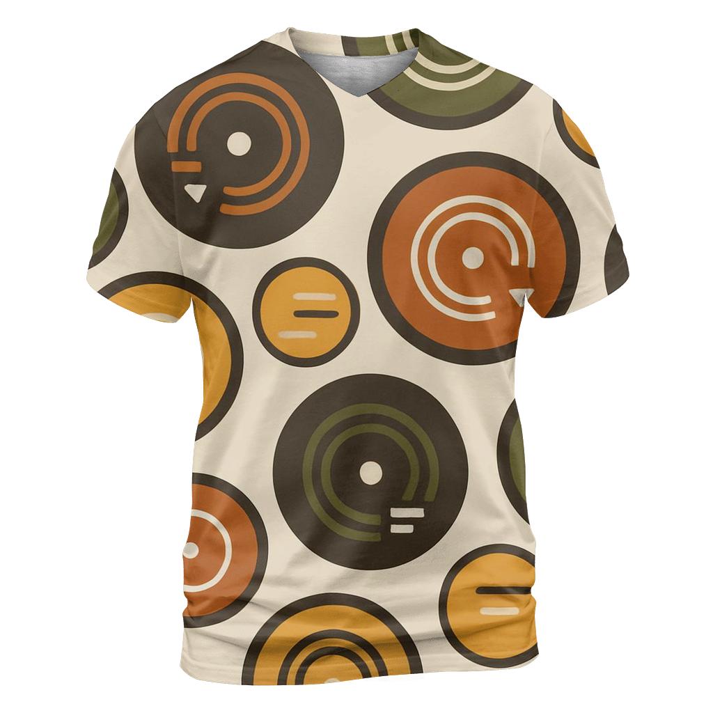 Funky Geometric Record Labels creative print fashion shirts