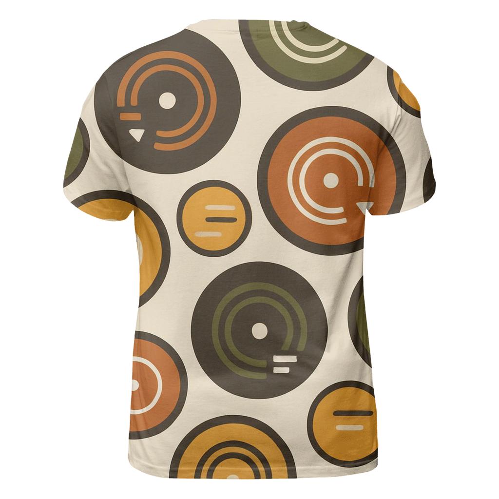 Funky Geometric Record Labels creative print fashion shirts
