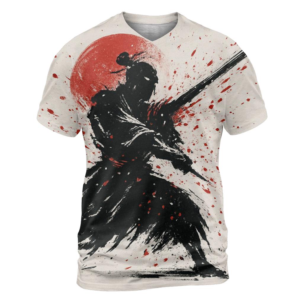 Ink Splash Samurai Silhouette statement graphic shirts