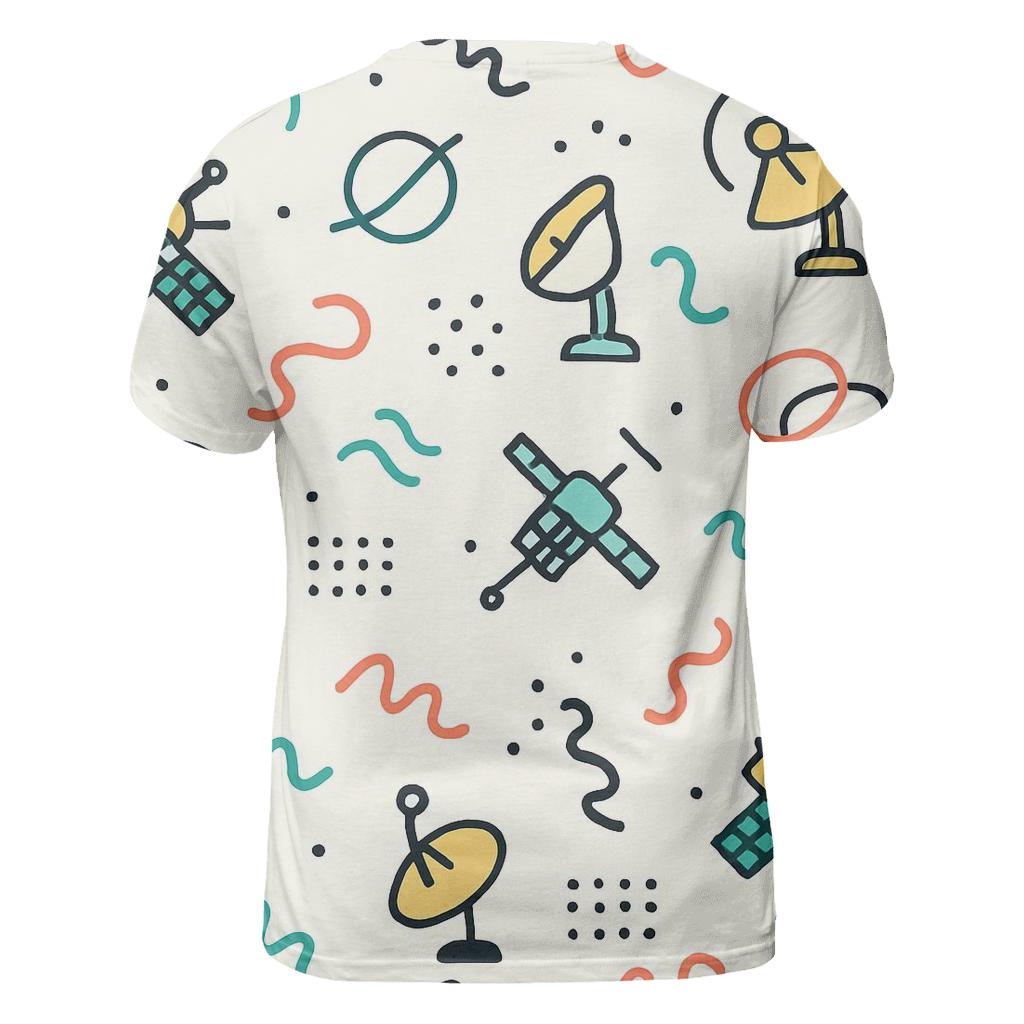 Memphis Satellite Doodles artistic all-over print tops