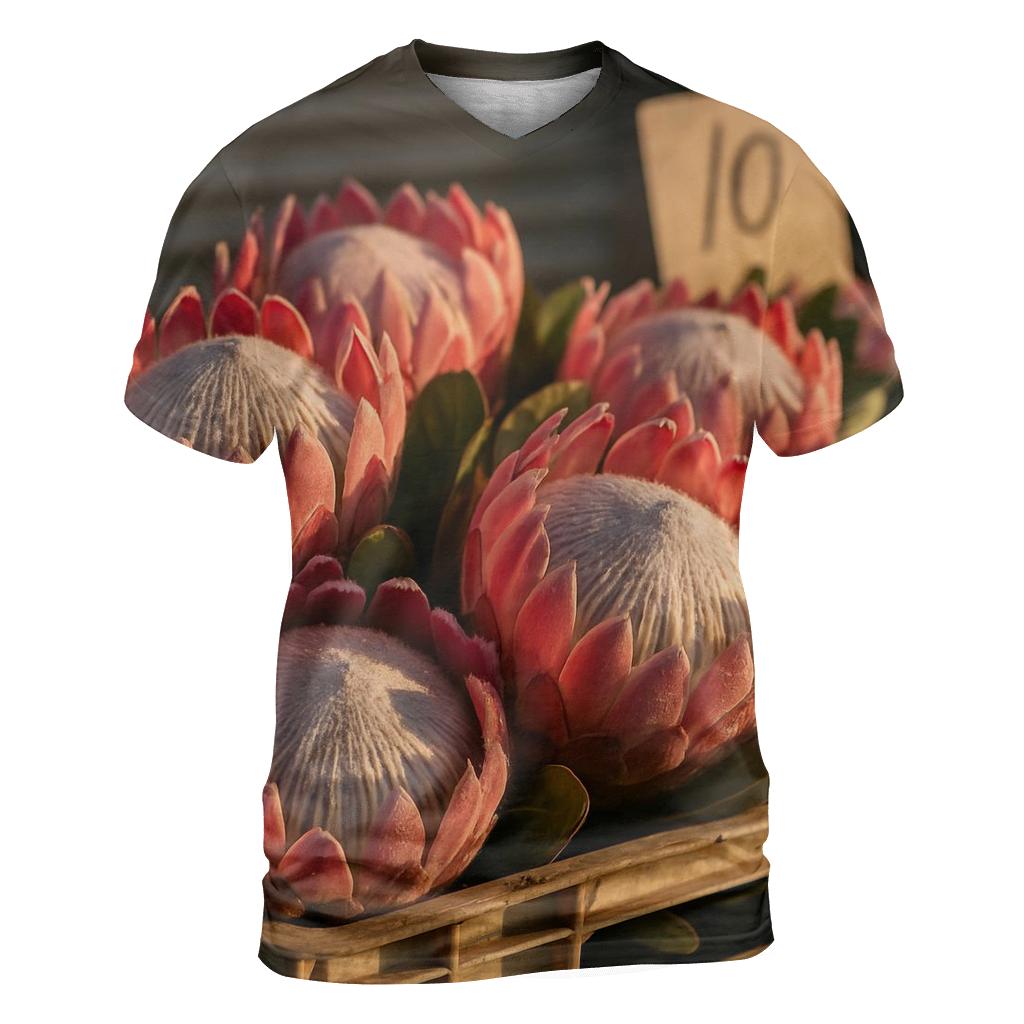 Protea Heads On A Market Crate trendy printed shirt styles
