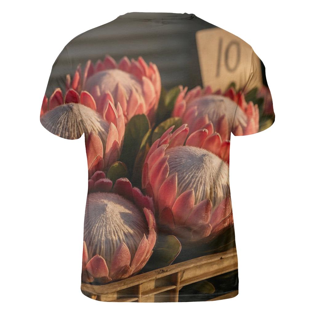 Protea Heads On A Market Crate trendy printed shirt styles