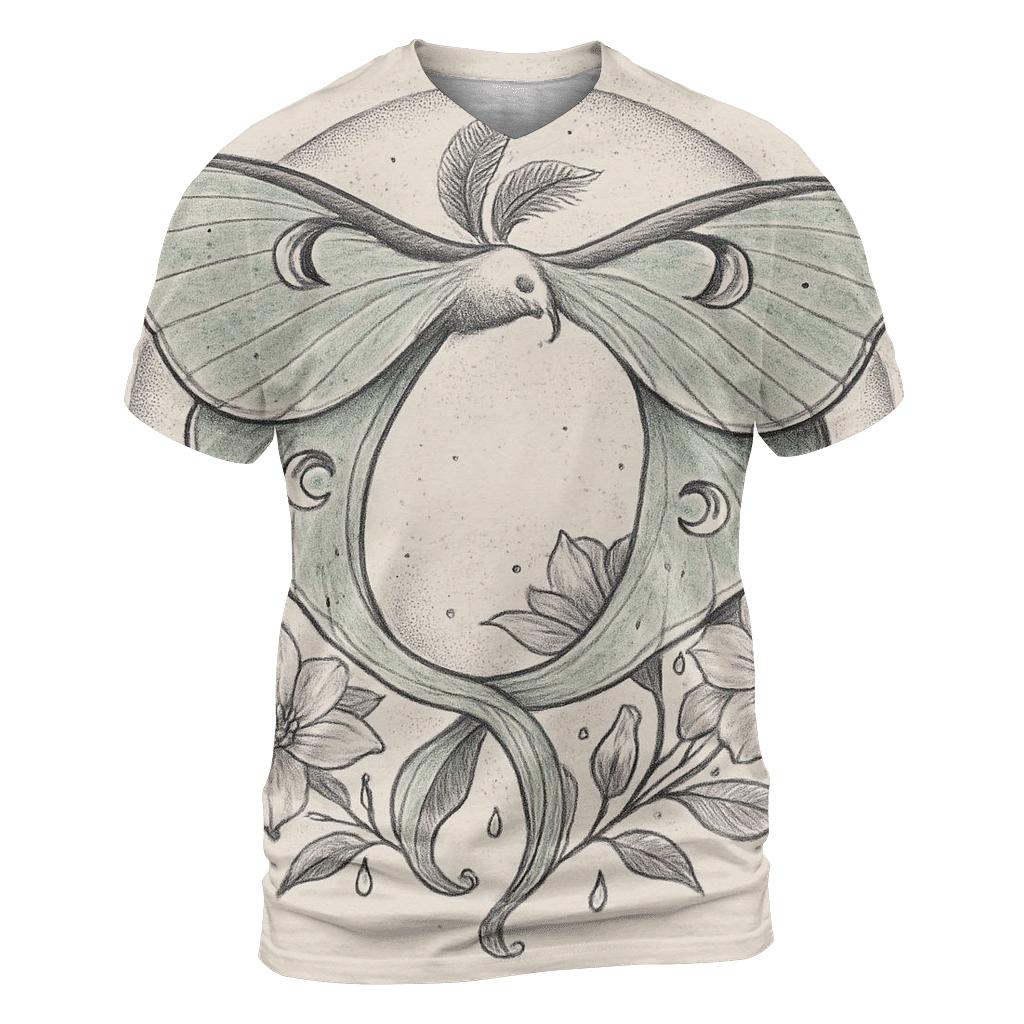 Lunar Garden Ouroboros Moth creative print fashion shirts
