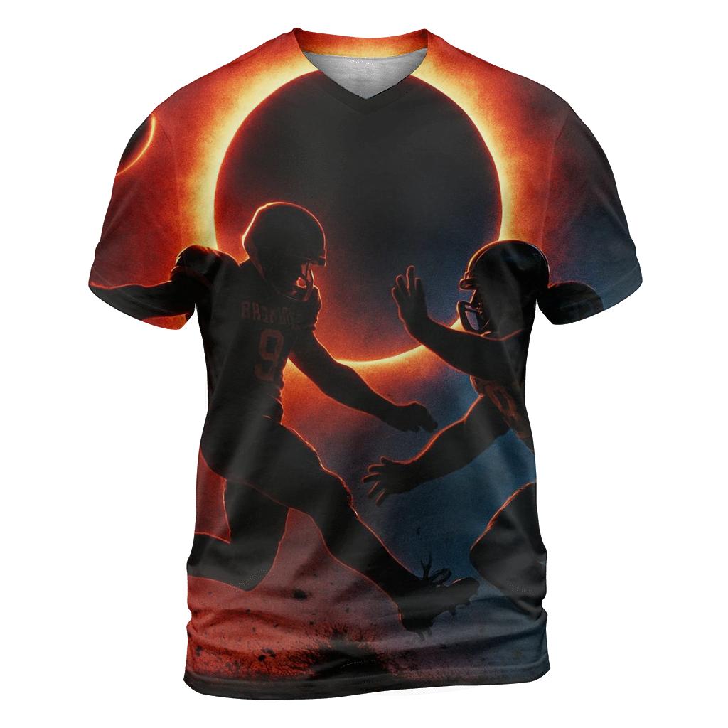Solar Eclipse End Zone Duel artistic all-over print tops