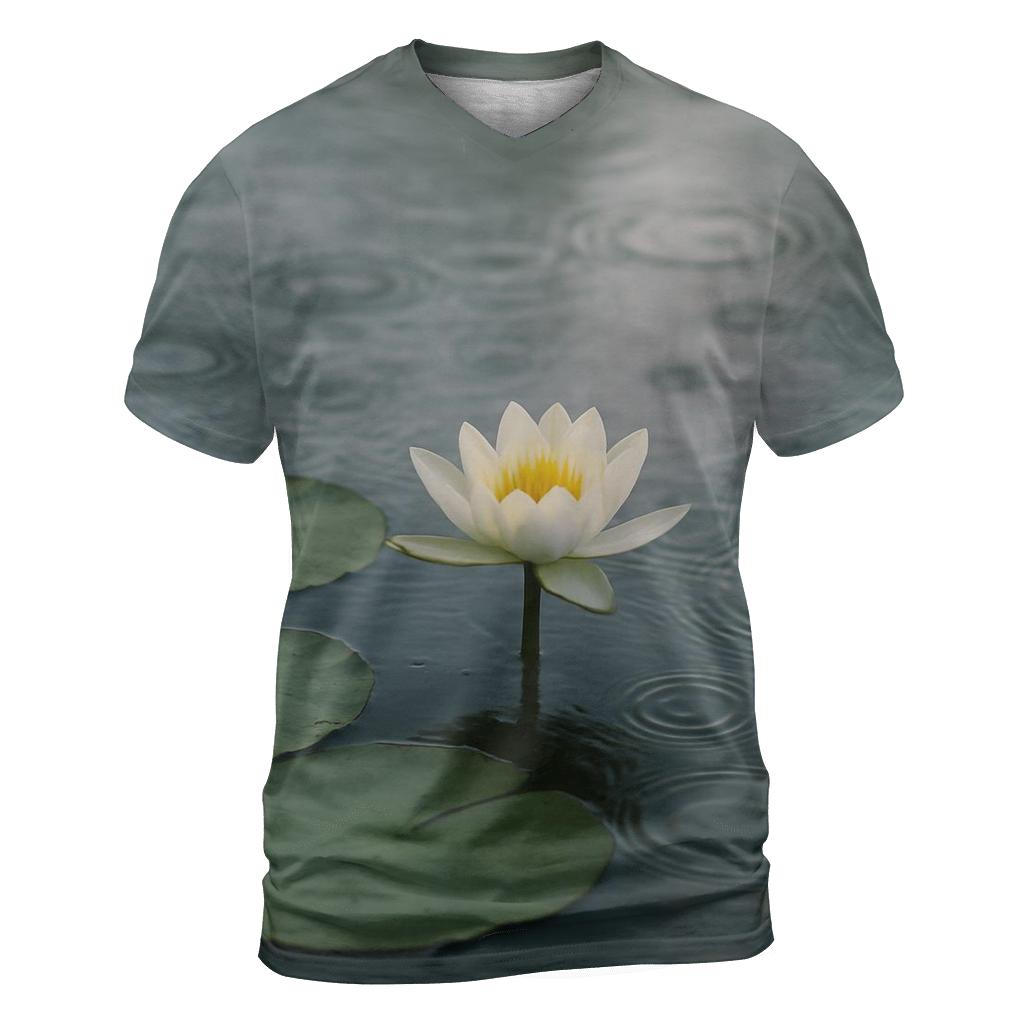 Water Lily Leaves With Flower And Raindrop Rings vibrant all-over design tees