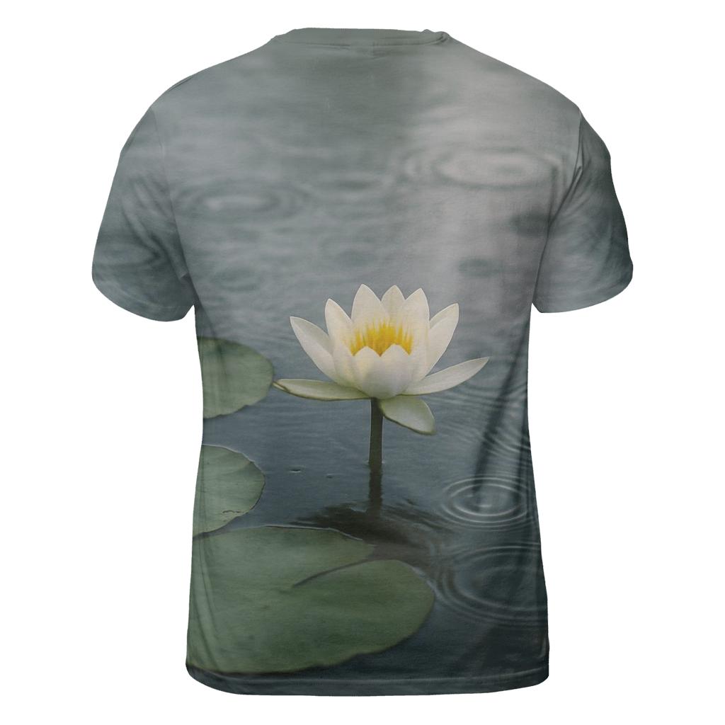 Water Lily Leaves With Flower And Raindrop Rings vibrant all-over design tees
