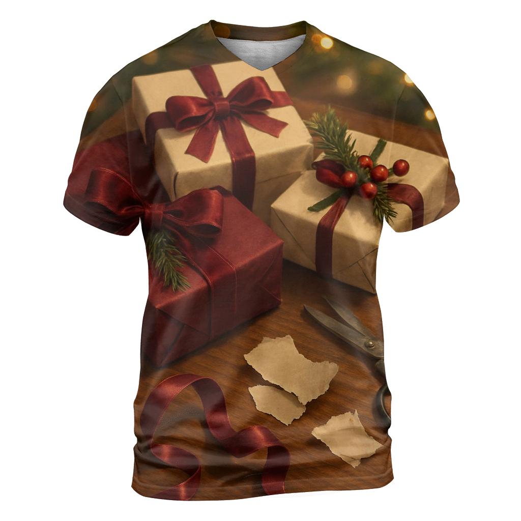 Ribbon Curl Gift Wrapping Table vibrant all-over design tees