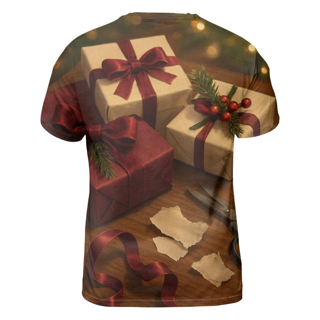 Ribbon Curl Gift Wrapping Table vibrant all-over design tees